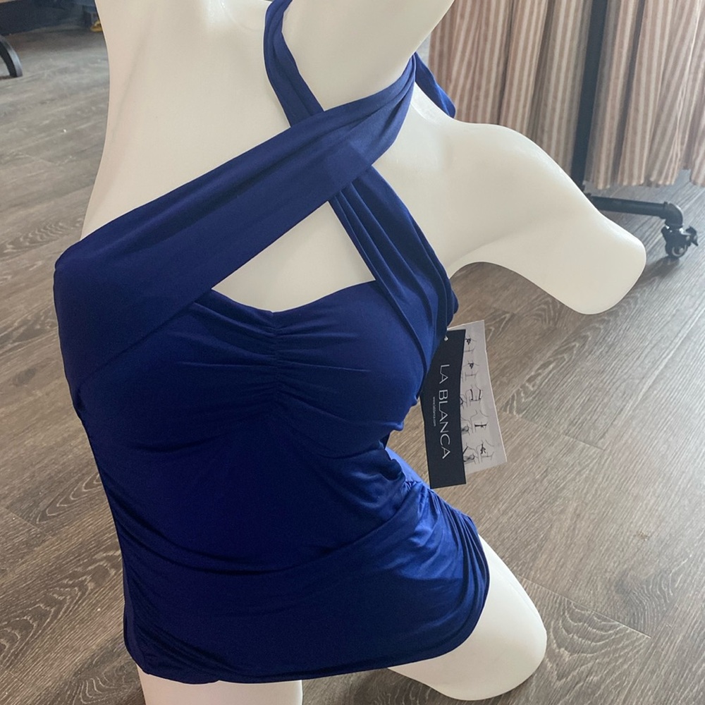 La Blanca Bandeau Style Blue Tankini Swimsuit Separates Top sz 4 New 4/25